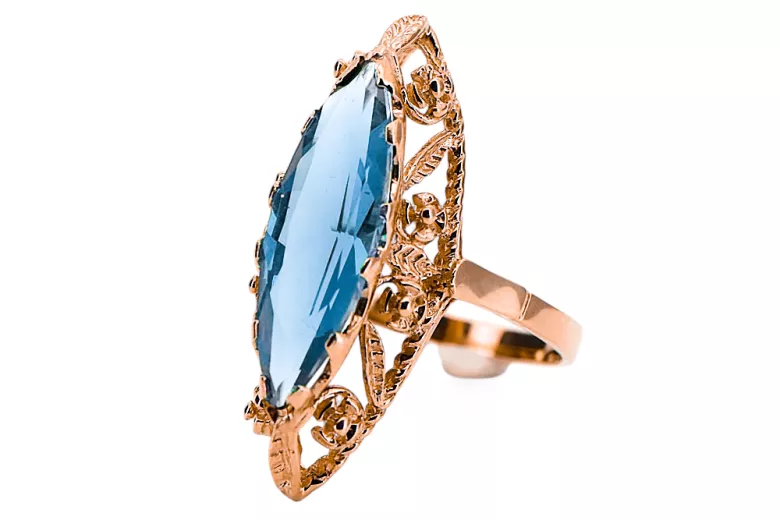 Aquamarine Original Vintage 14K Rose Gold Ring Vintage style vrc005r