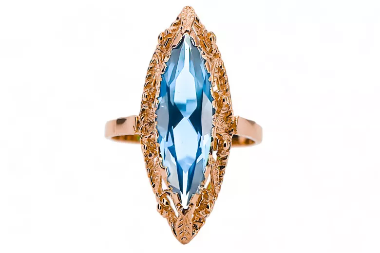 Aquamarine Original Vintage 14K Rose Gold Ring Vintage style vrc005r