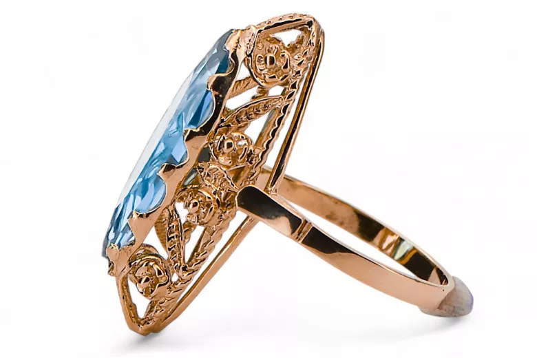 Aquamarine Original Vintage 14K Rose Gold Ring Vintage style vrc005r