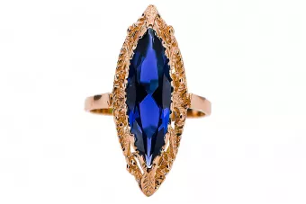 Anillo Artesanía vintage Zafiro Oro rosa antiguo original de 14k vrc005r