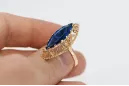 Anillo Artesanía vintage Zafiro Oro rosa antiguo original de 14k vrc005r