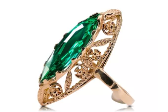 Emerald Original Vintage 14K Rose Gold Ring Vintage Jewlery vrc005r