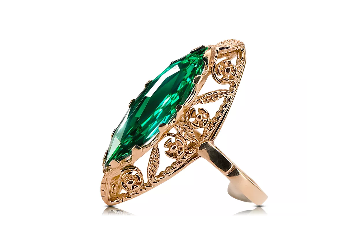 Emerald Original Vintage 14K Rose Gold Ring Vintage Jewlery vrc005r Emerald Original Vintage 14K Rose Gold Ring Vintage Jewlery vrc005r