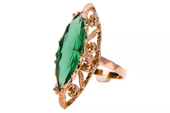 Esmeralda Oro rosa antiguo original de 14k Anillo Artesanía vintage vrc005r