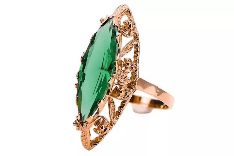 Emerald Original Vintage 14K Rose Gold Ring Vintage Jewlery vrc005r