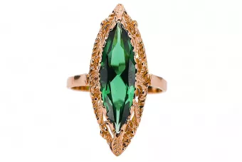 Esmeralda Oro rosa antiguo original de 14k Anillo Artesanía vintage vrc005r