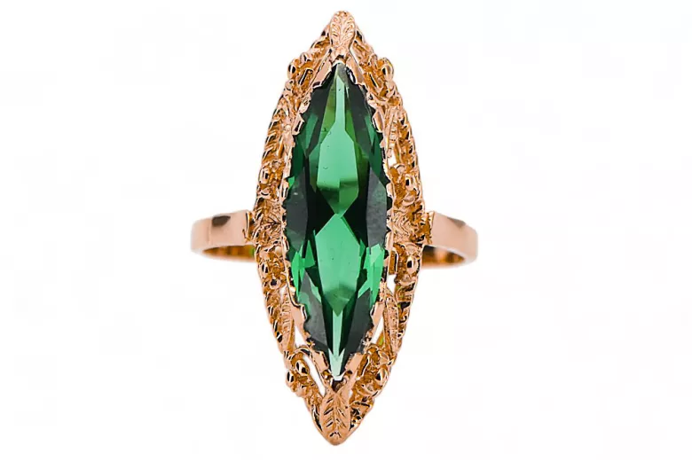 Emerald Original Vintage 14K Rose Gold Ring Vintage Jewlery vrc005r