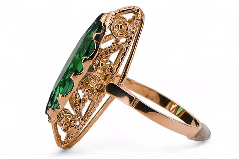 Emerald Original Vintage 14K Rose Gold Ring Vintage Jewlery vrc005r
