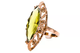 Yellow Peridot Original Vintage 14K Rose Gold Ring Vintage craft vrc005r