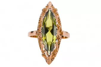 Anillo Joyería vintage Peridoto amarillo Oro rosa antiguo original de 14k vrc005r
