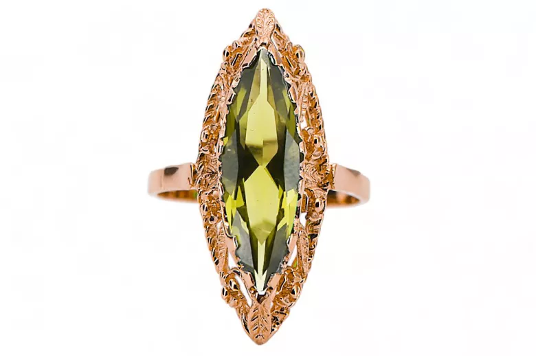 Yellow Peridot Original Vintage 14K Rose Gold Ring Vintage craft vrc005r