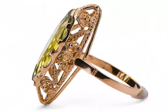Gelber Peridot Originales Vintage-Roségold aus 14 Karat Ring Vintage Stil vrc005r