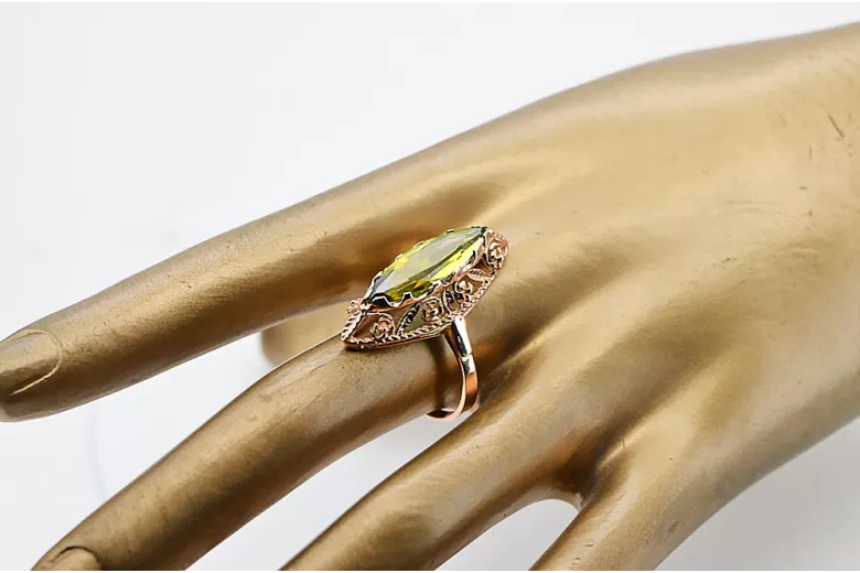 Yellow Peridot Original Vintage 14K Rose Gold Ring Vintage craft vrc005r