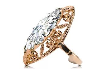 Оригинальное винтажное розовое золото 14 карат Циркон Кольцо Винтаж изделия vrc005r