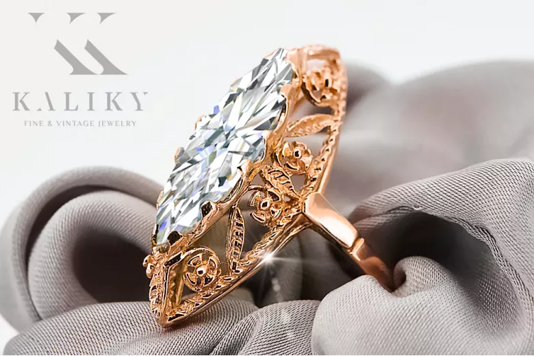 Ring Vintage Jewlery Zircon Original Vintage 14K Rose Gold vrc005r