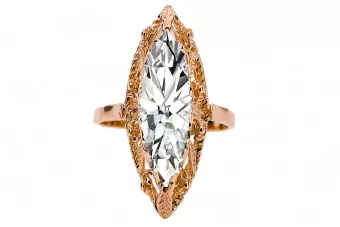 Оригинальное винтажное розовое золото 14 карат Циркон Кольцо Винтаж изделия vrc005r