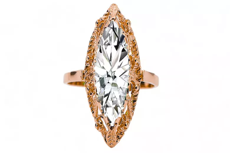 Ring Vintage Jewlery Zircon Original Vintage 14K Rose Gold vrc005r