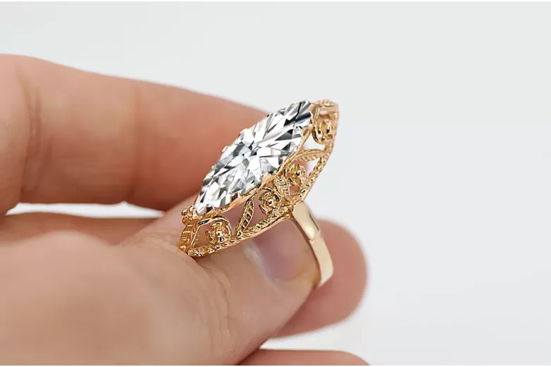 Ring Vintage Jewlery Zircon Original Vintage 14K Rose Gold vrc005r