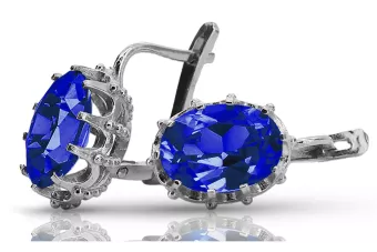 Vintage 925 Silver sapphire earrings vec079s Vintage