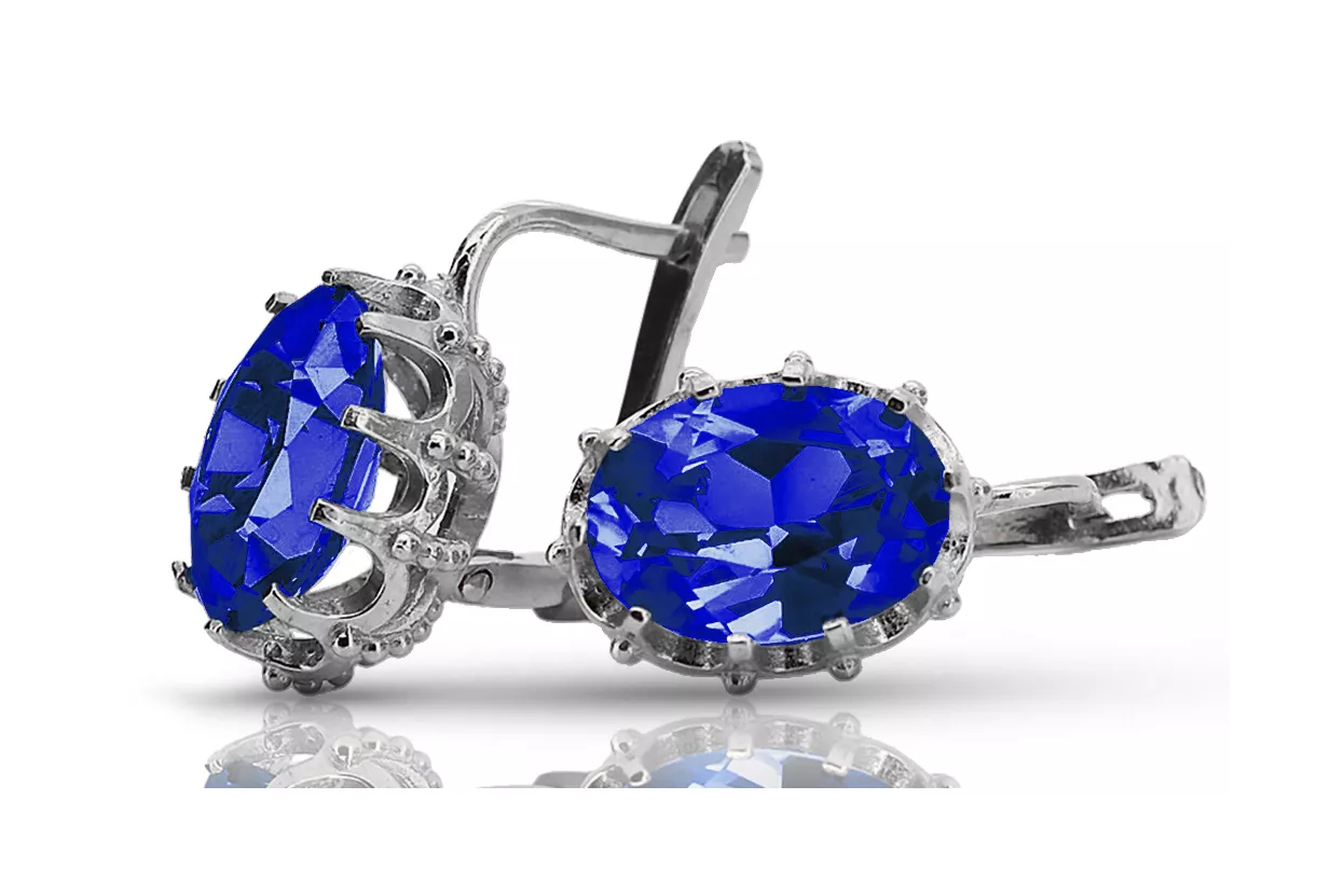 Vintage 925 Silver sapphire earrings vec079s Vintage Vintage 925 Silver sapphire earrings vec079s Vintage