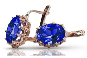 Βίντεζ σκουλαρίκια από ροζ κόκκινο 14k χρυσό 585 με σαφείρι vec079 Βίντεζ