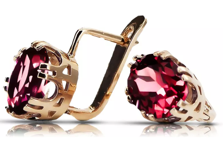 Vintage Jewlery Earrings Ruby Original Vintage 14K Rose Gold vec016r