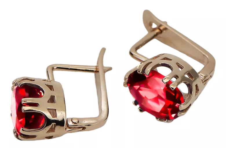 Vintage Jewlery Earrings Ruby Original Vintage 14K Rose Gold vec016r