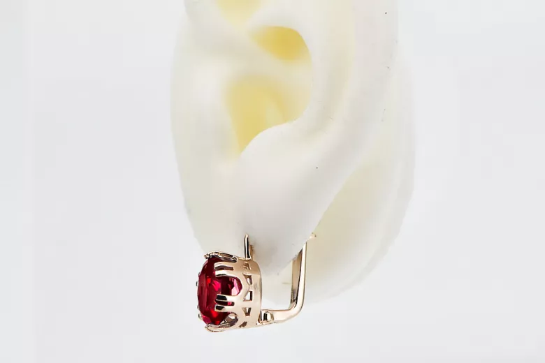 Vintage Jewlery Earrings Ruby Original Vintage 14K Rose Gold vec016r