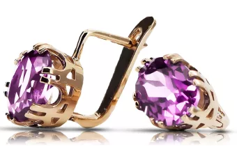 Ohrringe Amethyst Originales Vintage-Roségold aus 14 Karat Vintage Handwerk vec016r