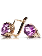 Amethyst Original Vintage 14K Rose Gold Earrings Vintage Jewlery vec016r
