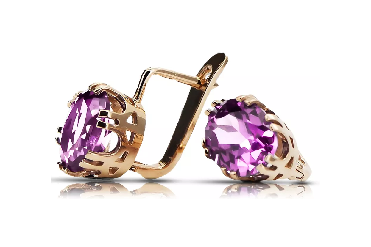 Amethyst Original Vintage 14K Rose Gold Earrings Vintage Jewlery vec016r Amethyst Original Vintage 14K Rose Gold Earrings Vintage Jewlery vec016r