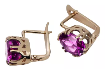 Ametyst الذهب الوردي الأصلي أقراط مجوهرات فينتاج vec016r