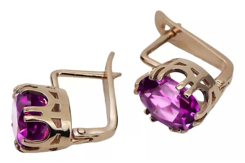 Amethyst Original Vintage 14K Rose Gold Earrings Vintage Jewlery vec016r