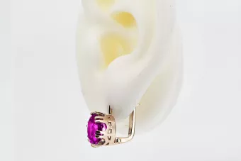 Pendientes Joyería vintage Amatista Oro rosa antiguo original de 14k vec016r