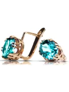 Aquamarine Original Vintage 14K Rose Gold Earrings Vintage Jewlery vec016r