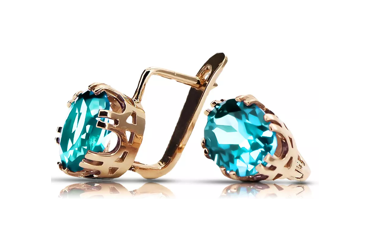 Aquamarine Original Vintage 14K Rose Gold Earrings Vintage Jewlery vec016r Aquamarine Original Vintage 14K Rose Gold Earrings Vintage Jewlery vec016r