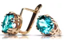 Aquamarine Original Vintage 14K Rose Gold Earrings Vintage Jewlery vec016r