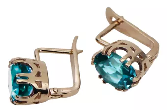 Vintage Pendientes Aguamarina Oro rosa antiguo original de 14k vec016r