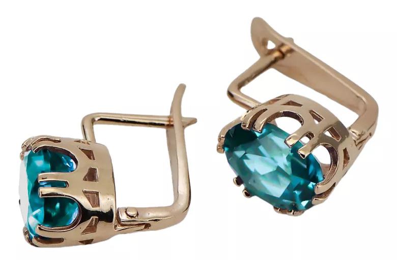 Aquamarine Original Vintage 14K Rose Gold Earrings Vintage Jewlery vec016r