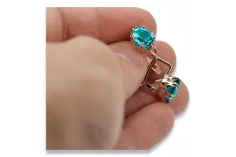 Aquamarine Original Vintage 14K Rose Gold Earrings Vintage Jewlery vec016r