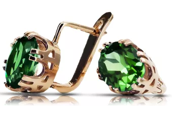 Emerald Original Vintage 14K Rose Gold Earrings Vintage style vec016r