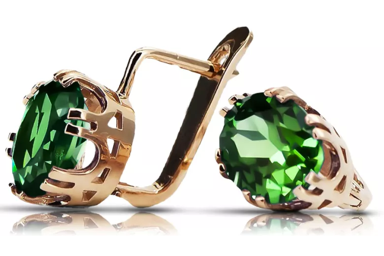 Emerald Original Vintage 14K Rose Gold Earrings Vintage style vec016r