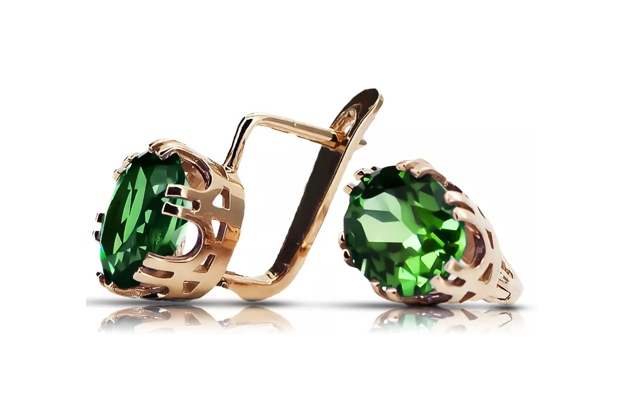Emerald Original Vintage 14K Rose Gold Earrings Vintage style vec016r Emerald Original Vintage 14K Rose Gold Earrings Vintage style vec016r