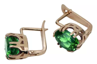 Pendientes Estilo vintage Esmeralda Oro rosa antiguo original de 14k vec016r