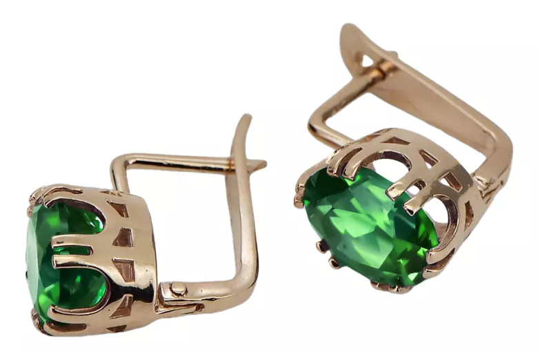 Emerald Original Vintage 14K Rose Gold Earrings Vintage style vec016r