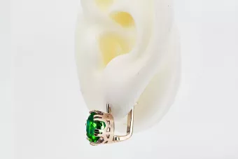 Pendientes Estilo vintage Esmeralda Oro rosa antiguo original de 14k vec016r