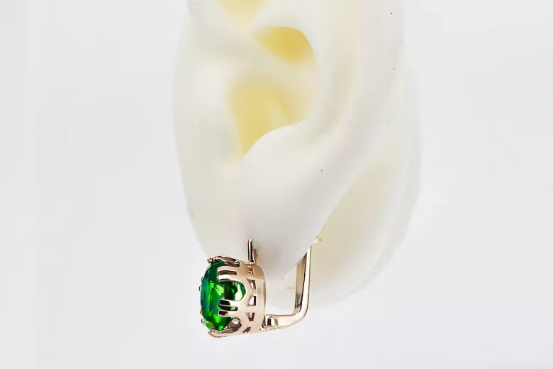 Emerald Original Vintage 14K Rose Gold Earrings Vintage style vec016r