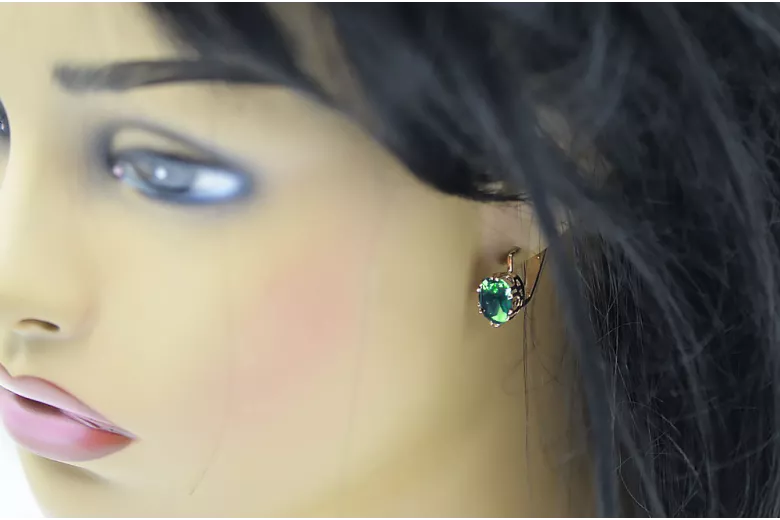 Cercei Vintage bijuterii Smarald Original vintage din aur roz de 14k vec016r