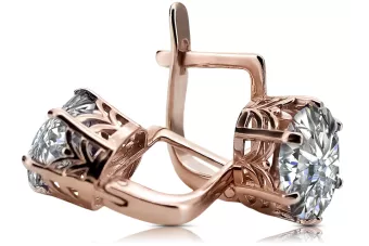 Originalus 14k rožinio aukso vintage Cyrkonia Auskarai Vintažiniai amatai vec016r