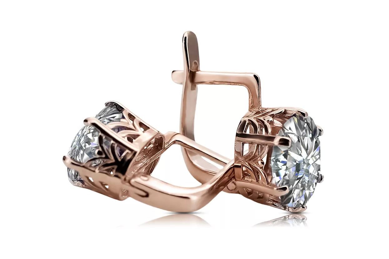 Vintage Jewlery Earrings Zircon Original Vintage 14K Rose Gold vec016r